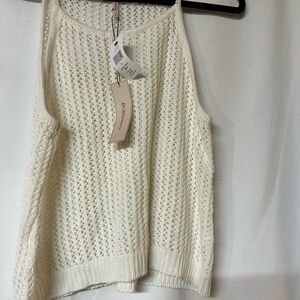BCBGeneration White Textured Knit Tank Top